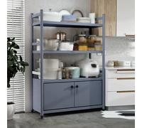 Armoire haute multicouche avec tube en acier épais et étagère pour micro-ondes pour cuisine et salon (bleu, 70 x 40 x 165 cm)
