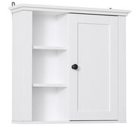 HOMCOM Armoire Murale de Salle de Bain Meuble Suspendu WC Placard 1 Porte 3 niches dim. 53L x 14,5l x 50,5H cm en Bois Blanc