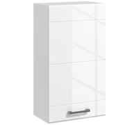 kleankin Armoire murale de salle de bain 1 porte avec étagère réglable en hauteur 3 niveaux 37 x 22,5 x 70 cm blanc haut brillant