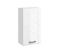 kleankin Armoire Murale de Salle de Bain, Placard de Rangement Toilette 3 Niveaux, étagère réglable, 1 Porte, Moderne, Armoire Suspendue, 37 x 22,5 x 70 cm, Blanc Haut Brillant