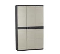 Armoire haute PLASTIKEN Titanium - 3 portes - 105 x 44 x 176 cm - Noir et Beige