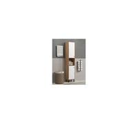 trendteam Colonne de salle de bain FLOW 36×29×191 cm décor chêne et blanc mat