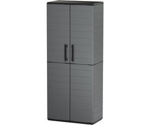 Armoire haute - TOOD - 2 portes + 3 étgagères en polypropylène - 68 x 37 x H.163 cm - Gris