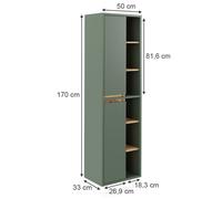 Vicco Armoire Haute Viola, Vert/Anthracite, 50x170cm avec des étagères Ouvertes, adapté à la Fixation Murale et combinable avec d'autres Meubles Viola