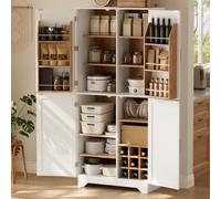 Armoire Hautes de Cuisine Rangement avec 4 Portes Grange,Range Bouteille | 80x40x180cm,Buffet,Garde-Manger,avec Étagère,Compartiment Ouvertes,Pour Salle Manger,Salon,Décoration Maison,Bar,Cave,Moderne