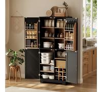 Armoire Hautes de Cuisine Rangement avec 4 Portes Grange,Range Bouteille | 80x40x180cm,Buffet,Garde-Manger,avec Étagère,Compartiment Ouvertes,Pour Salle Manger,Salon,Décoration Maison,Bar,Cave,Moderne