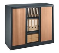 Armoire hauteur comptoir à rideaux monoblocs Eco-conçues 100 x 120 cm anthracite-merisier