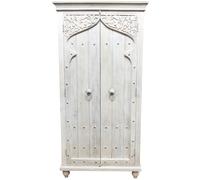Armoire Highboard Deko Marrakesch Orient Indien Blanc 190cm Bois Massif