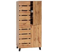 Armoire Hwc-M46, Highboard Armoire À Étagères Vestiaire Armoire Haute, 4 Portes 8 Compartiments De Rangement, 162x80x32cm, Teinte Naturelle Multicolore