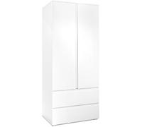 Armoire Image 60A - 2 portes battantes - 2 tiroirs - Blanc Mat - L80 x H191 x P55 cm
