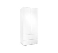 Armoire Image 60A 2 portes battantes 2 tiroirs Mat L80 H191 P55 cm Blanc Blanc G
