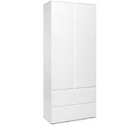 Armoire chambre adulte IMAGE 7 - Décor blanc - 2 portes + 2 tiroirs - L80 x H191 x P40 cm Blanc G