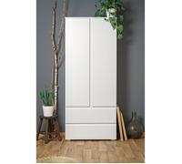 Armoire IMAGE7 - 2 portes + 2 tiroirs - Blanc Mat - L80 x H191 x P40 cm