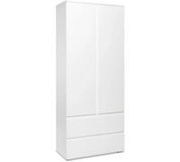 Armoire IMAGE7 - 2 portes + 2 tiroirs - Blanc Mat - L80 x H191 x P40 cm