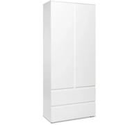 Armoire Image7 - 2 Portes + 2 Tiroirs - Blanc Mat - L80 X H191 X P40 Cm Blanc