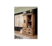 Armoire Industrielle - Fer et Bois Massif de manguier laqué (Bois Naturel) - Railway #113