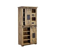 Armoire Industrielle - Fer et Bois Massif de manguier laqué (Bois Naturel) - Railway #117