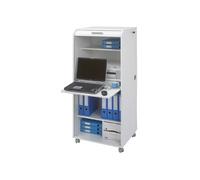 Armoire Informatique Blanche à Roulettes 2 Tiroirs L 65.2 H 139.9 P 53.1 cm - Blanc - L 65.2 x l 53.1 x H 139.2 cm blanc G