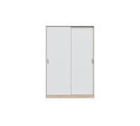 Armoire JULIA 2 portes coulissantes L120 x H200cm - Blanc et Bois