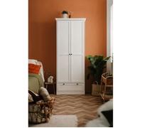 Armoire Landwood - Décor Blanc Mat - 2 Portes - 1 Tiroir - L80 x P39 x H200 cm