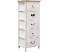 Armoire Latérale Buffet Commode Table de Chevet Table de Nuit avec 5 Tiroirs Armoire de Chambre à Coucher 35x25x87 cm Bois de Paulownia