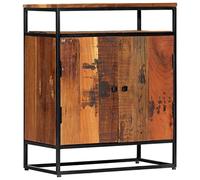 Armoire Latérale 60x35x76 cm Bois Récupération Massif et Acier | 2 portes, 1 étagère, structure acier enduit poudre, assemblage facile, essences variées, style milieu du siècle
