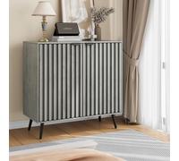 Armoire latérale avec design de rainure, armoire buffet indépendante avec étagère réglable, convient pour le salon, le couloir, l'entrée, Gris