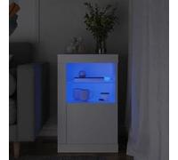 vidaXL Armoire latérale – Éclairage LED, étagère en verre, moderne, blanc, bois d'ingénierie