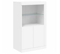 Armoire latérale avec éclairage LED - vidaXL - Blanc - Bois d'ingénierie - 60.5x37x100 cm - Éclairage LED RVB