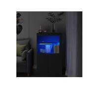 Vidaxl Armoire Latérale Avec Lumières Led Noir Bois D'ingénierie Marron