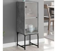vidaXL Armoire latérale avec porte en verre – Gris béton 35x37x100 cm