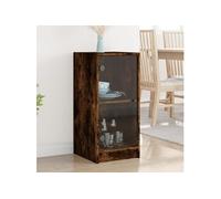vidaXL Armoire latérale avec portes en verre 35×37×75,5 cm Chêne fumé