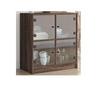 Vidaxl Armoire Latérale Avec Portes En Verre Chêne Marron 68x37x75,5cm Multicolore