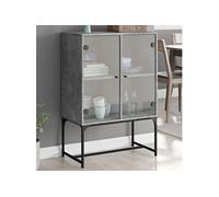 Vidaxl Armoire Latérale Avec Portes En Verre Gris Béton 69x37x100 Cm Gris