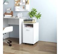 Armoire latérale avec roues Blanc 33x38x60 cm Bois d’ingénierie Blanc G