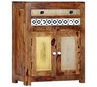 Armoire latérale en Bois Massif d'acacia 60x30x75 cm, Buffet de Rangement avec tiroir et Portes, Meuble de Salon Salle à Manger, Design élégant Milieu du siècle, Finition polie et laquée