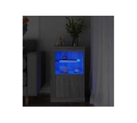 Armoire latérale et lumières LED sonoma gris bois d ingénierie