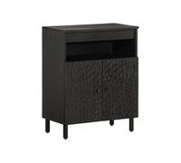 Vidaxl Armoire Latérale Noir 60x33x75 Cm Bois Massif De Manguier Marron