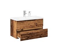 vidaXL Meuble avec Vasque intégrée Vieux Bois, Armoire lavabo de Salle de Bain, Meuble de Salle de Bain, Meuble de Rangement sous lavabo