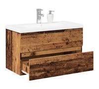 Armoire lavabo avec bassin intégré vieux bois Marron G
