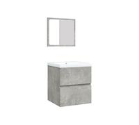 Armoire lavabo de salle de bain et bassin et miroir Gris béton