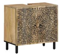 vidaXL Armoire lavabo de salle de bain bois massif de manguier, portes et pieds, rétro