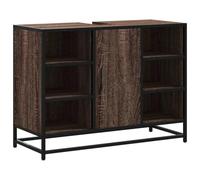 Armoire lavabo rétro élégante 80 x 33 x 60 cm Grand Espace de Rangement Style Industriel en Bois d'ingénierie chêne Marron 02_0049675