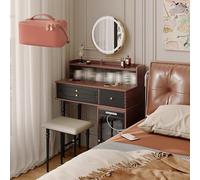 Armoire LED Nizer avec tiroir et tabouret - Solution de rangement multifonction moderne pour chambre à coucher - Économie d'espace - Fourrure idéale pour les petites pièces