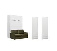 Armoire lit canapé vert et rangements assortis - LOLITA