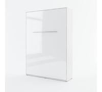 Armoire Lit escamotable Loisir Lenart Blanc 140x200 cm Brillant Lit Rabattable Mural Consus Pro