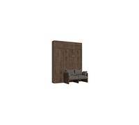Armoire lit escamotable vertical 120 Kentaro Sofa avec colonne et élements hauts Noyer -
