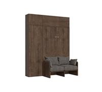 Armoire lit escamotable vertical 120 Kentaro Sofa avec colonne et élements hauts Noyer -