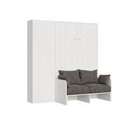Armoire lit escamotable vertical 120 Kentaro Sofa avec colonne Frêne Blanc -