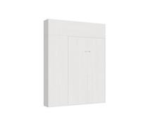 Armoire lit escamotable vertical 140 Kentaro avec colonne et élements hauts Frêne Blanc -